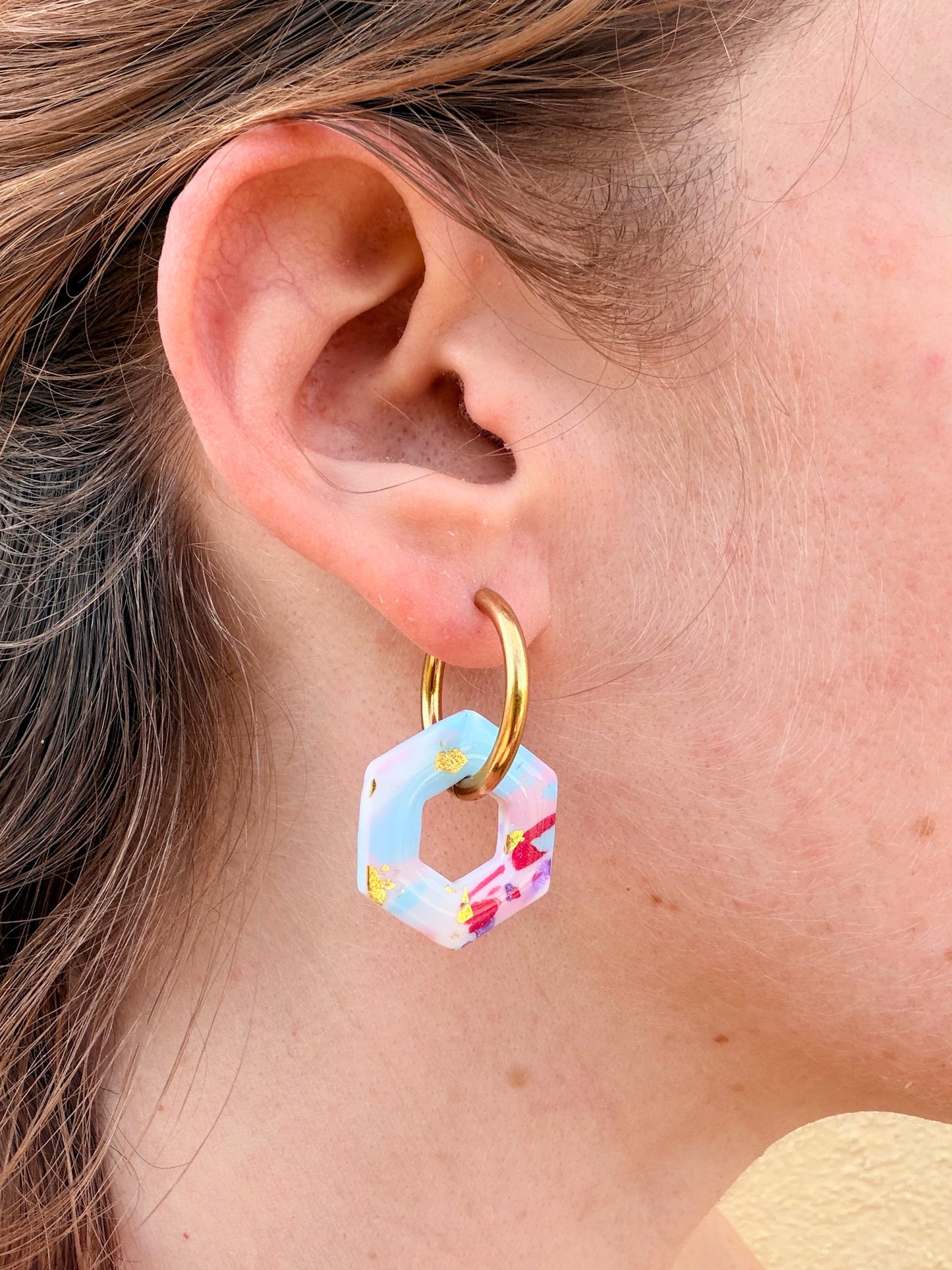 Pampilles éclat pastel – Triangle, Fleur ou Hexagone
