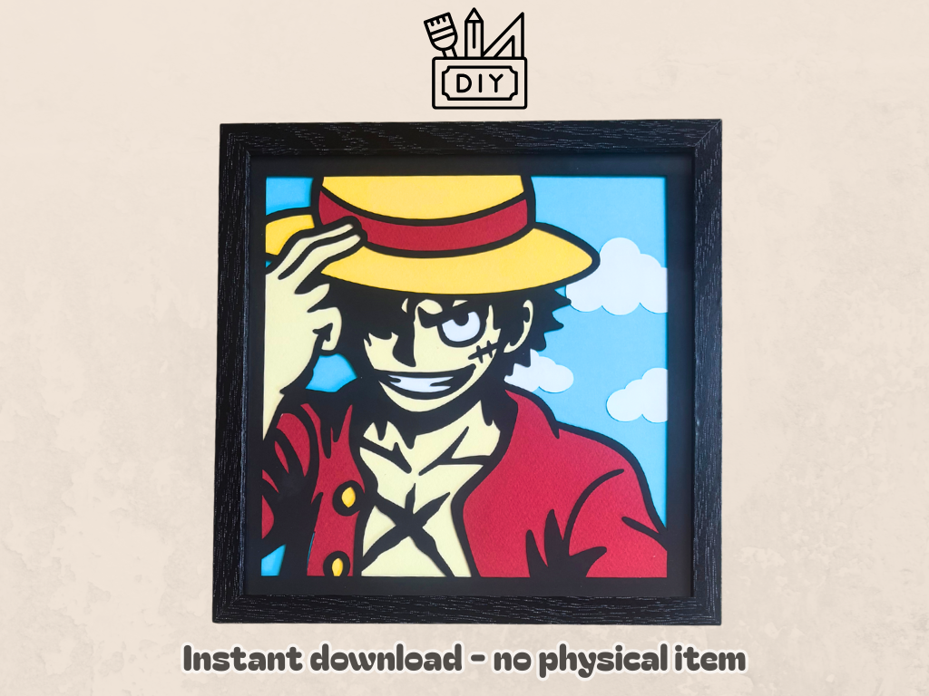 Cadre papier DIY One piece Luffy - Fichier numérique pour machine de découpe