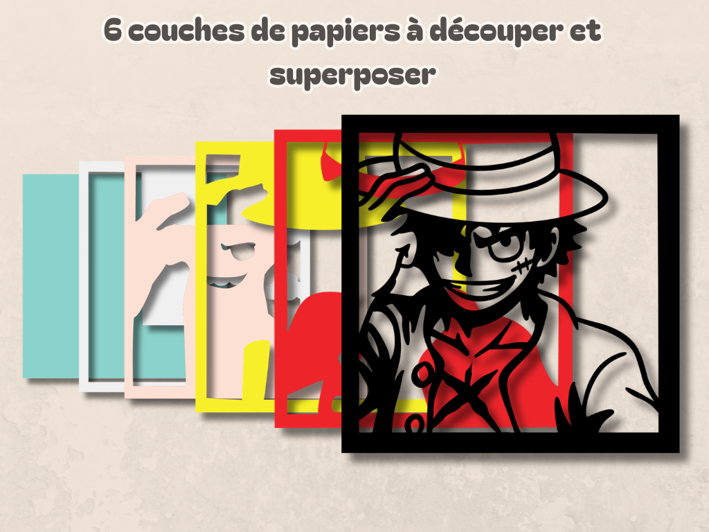 Cadre papier DIY One piece Luffy - Fichier numérique pour machine de découpe