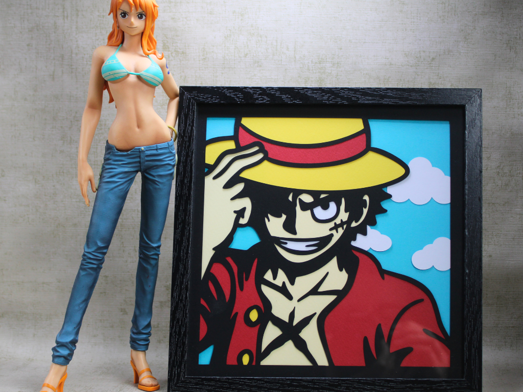 Cadre papier DIY One piece Luffy - Fichier numérique pour machine de découpe