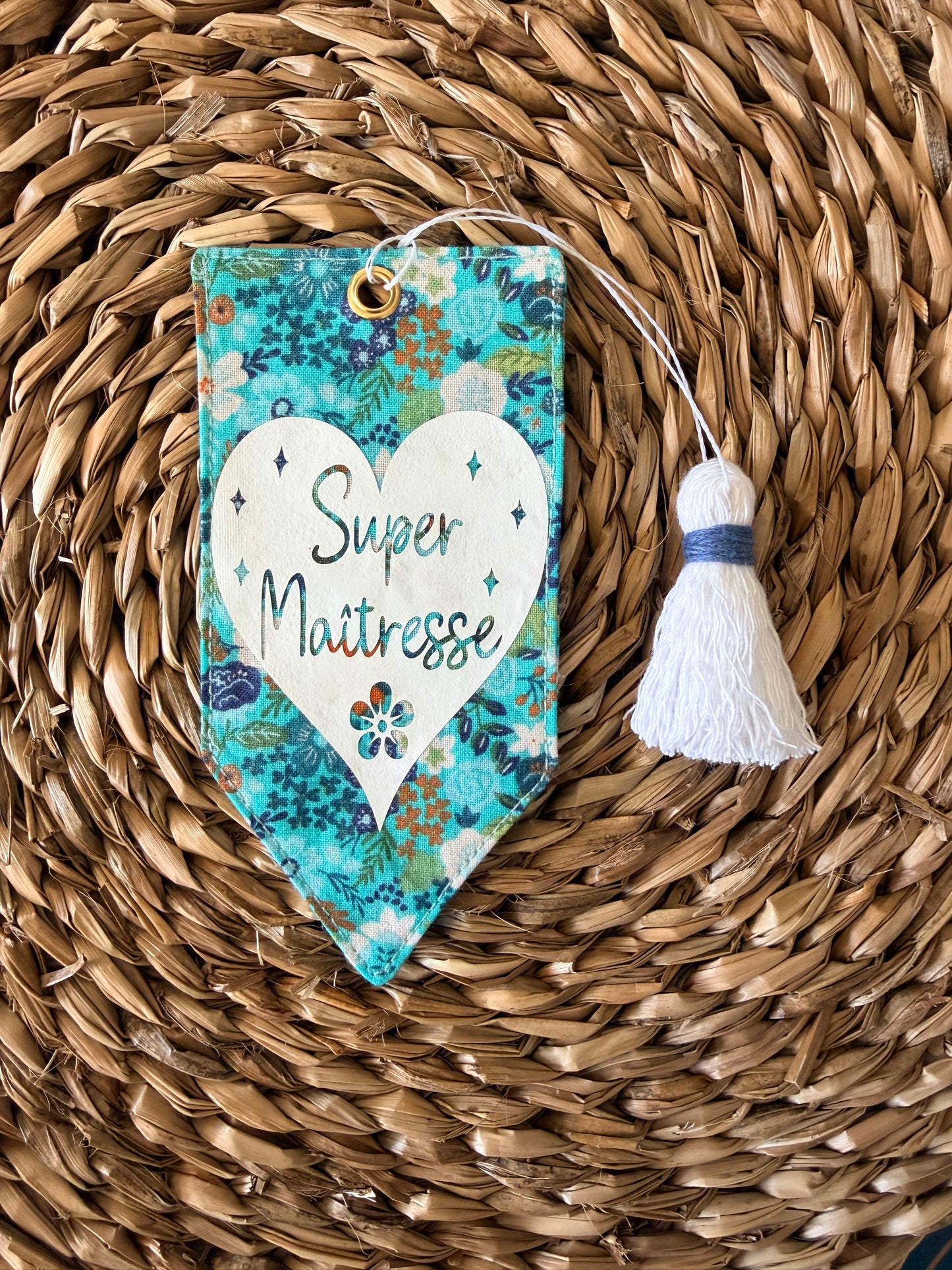 Marque-page en tissu personnalisé – Cadeau Maîtresse, Maître, Nounou