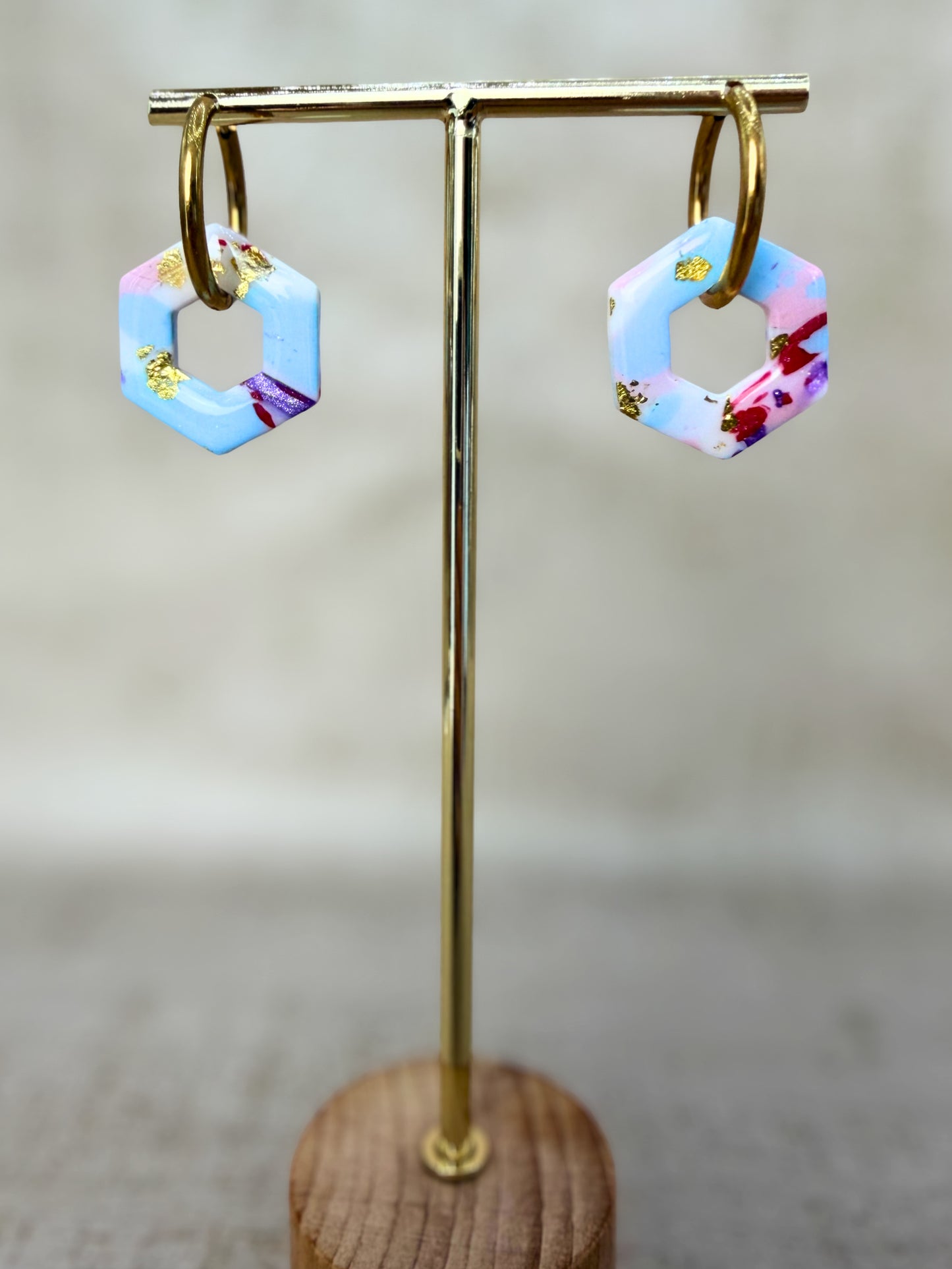 Pampilles éclat pastel – Triangle, Fleur ou Hexagone