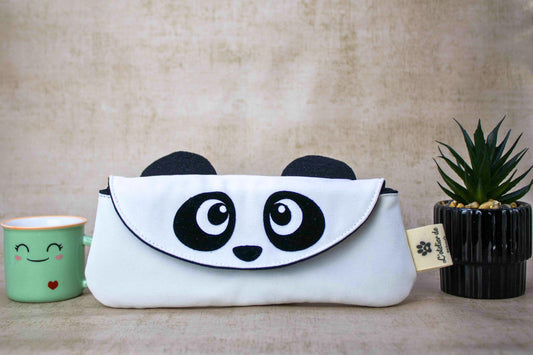 Etui à lunettes panda kawaii en tissu- Fait main avec fermeture magnétique